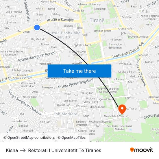 Kisha to Rektorati I Universitetit Të Tiranës map