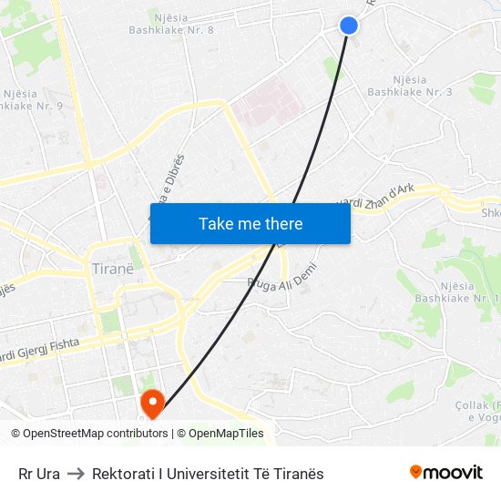 Rr Ura to Rektorati I Universitetit Të Tiranës map
