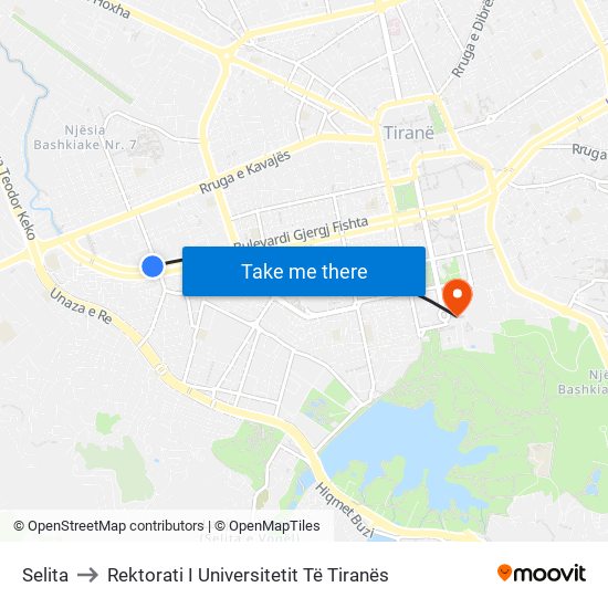 Selita to Rektorati I Universitetit Të Tiranës map