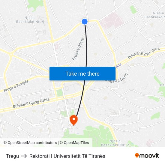 Tregu to Rektorati I Universitetit Të Tiranës map