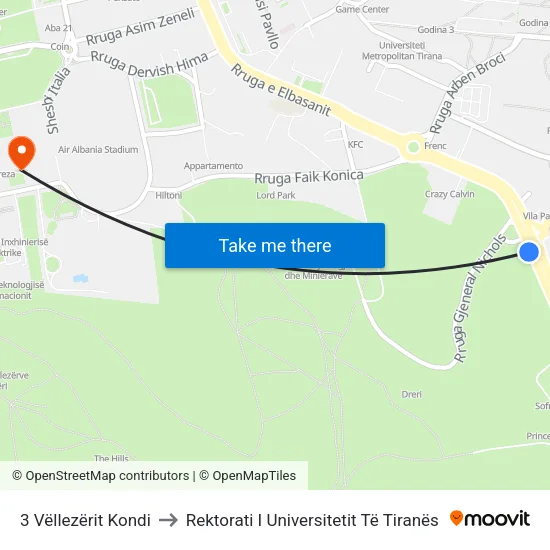 3 Vëllezërit Kondi to Rektorati I Universitetit Të Tiranës map