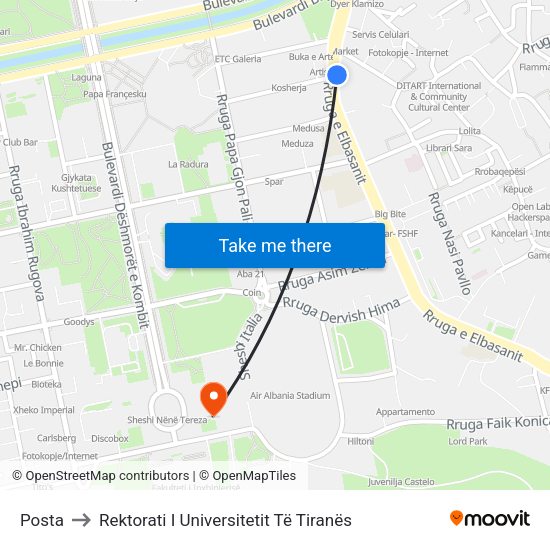 Posta to Rektorati I Universitetit Të Tiranës map