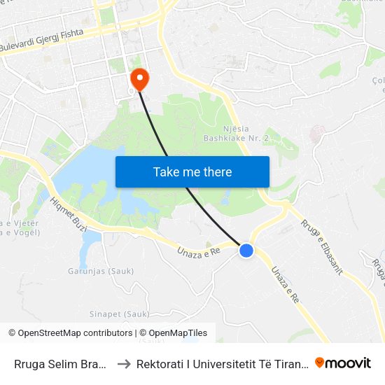 Rruga Selim Brahja to Rektorati I Universitetit Të Tiranës map