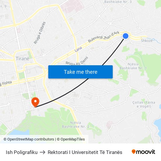 Ish Poligrafiku to Rektorati I Universitetit Të Tiranës map