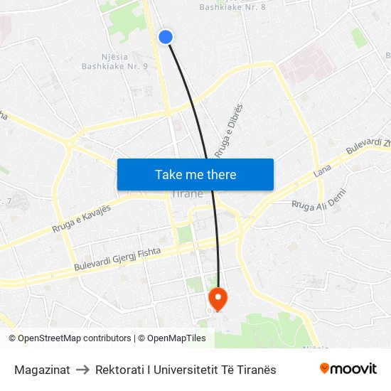 Magazinat to Rektorati I Universitetit Të Tiranës map
