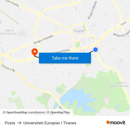 Posta to Universiteti Europian I Tiranes map