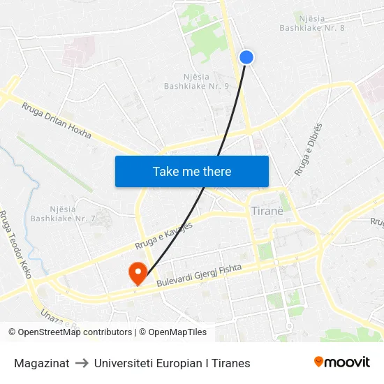 Magazinat to Universiteti Europian I Tiranes map