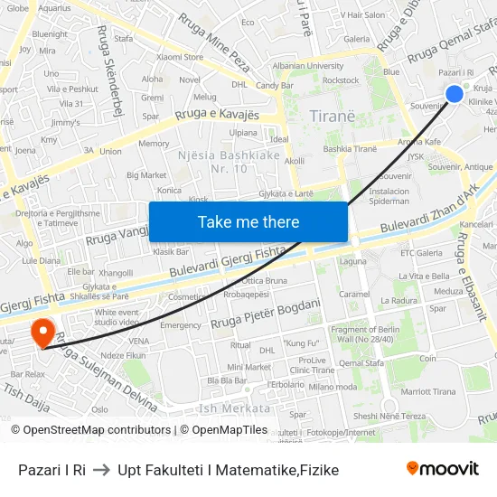Pazari I Ri to Upt Fakulteti I Matematike,Fizike map