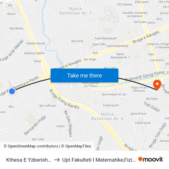 Kthesa E Yzberishtit to Upt Fakulteti I Matematike,Fizike map