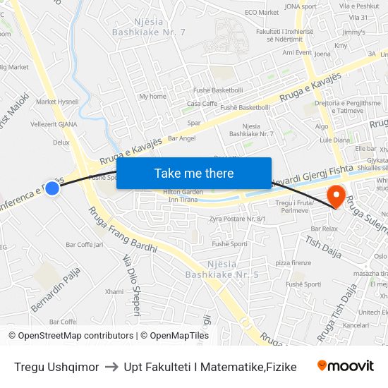 Tregu Ushqimor to Upt Fakulteti I Matematike,Fizike map