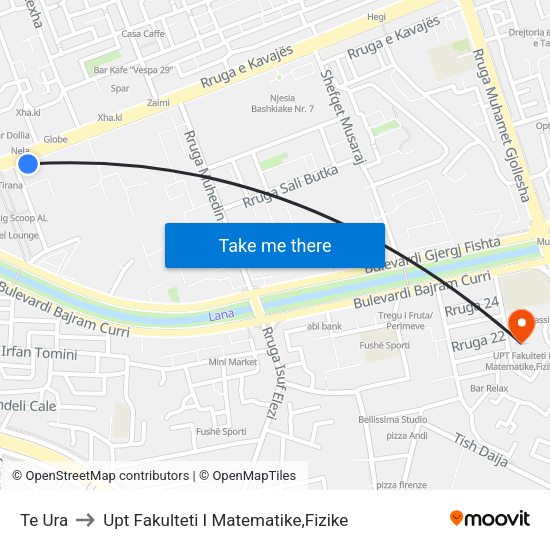 Te Ura to Upt Fakulteti I Matematike,Fizike map