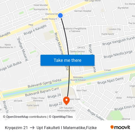 Kryqezim 21 to Upt Fakulteti I Matematike,Fizike map