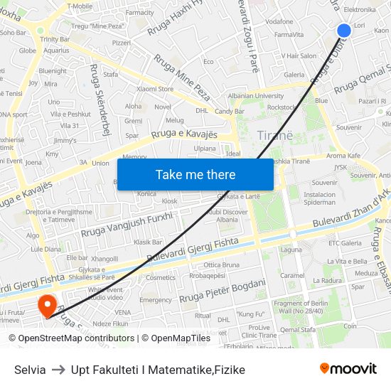 Selvia to Upt Fakulteti I Matematike,Fizike map