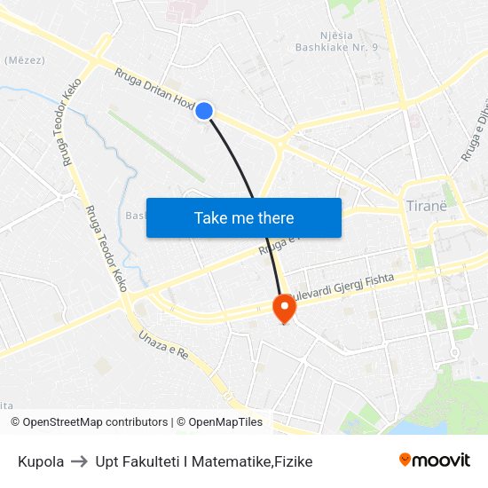 Kupola to Upt Fakulteti I Matematike,Fizike map