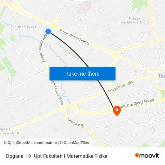 Dogana to Upt Fakulteti I Matematike,Fizike map