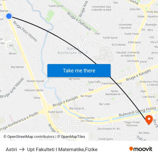 Astiri to Upt Fakulteti I Matematike,Fizike map