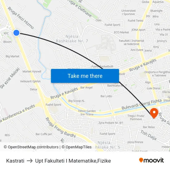 Kastrati to Upt Fakulteti I Matematike,Fizike map