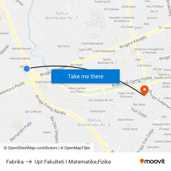 Fabrika to Upt Fakulteti I Matematike,Fizike map