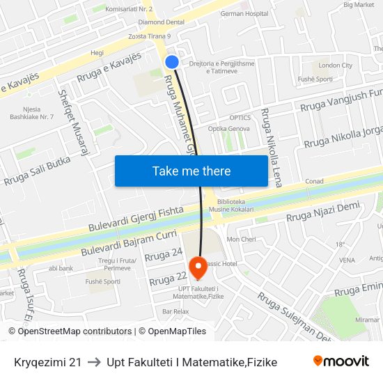 Kryqezimi 21 to Upt Fakulteti I Matematike,Fizike map