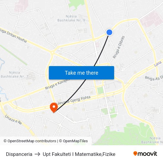 Dispanceria to Upt Fakulteti I Matematike,Fizike map
