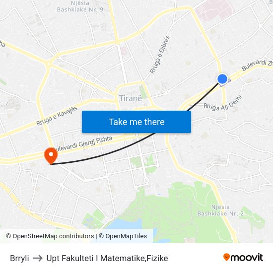 Brryli to Upt Fakulteti I Matematike,Fizike map