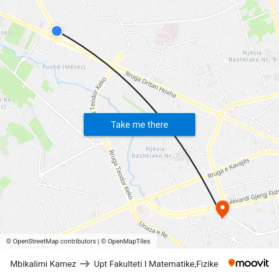 Mbikalimi Kamez to Upt Fakulteti I Matematike,Fizike map