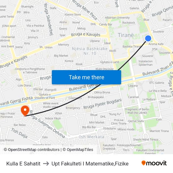 Kulla E Sahatit to Upt Fakulteti I Matematike,Fizike map