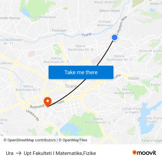 Ura to Upt Fakulteti I Matematike,Fizike map