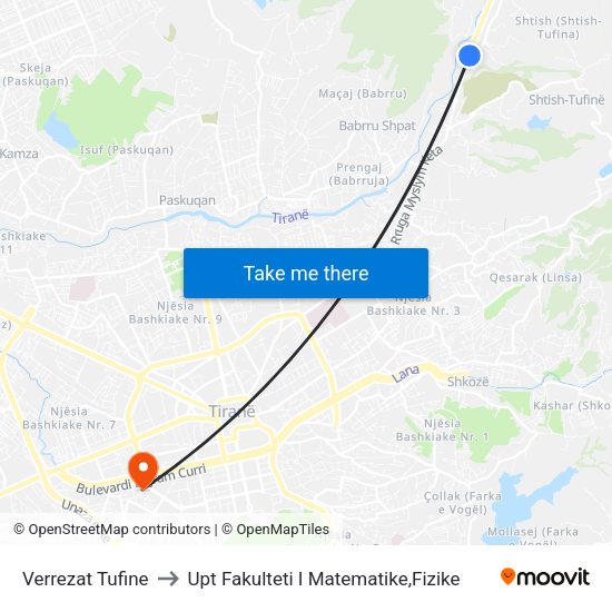 Verrezat Tufine to Upt Fakulteti I Matematike,Fizike map
