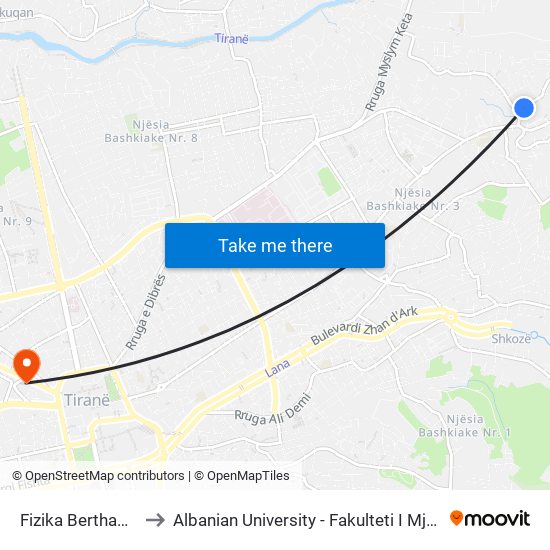 Fizika Berthamore to Albanian University - Fakulteti I Mjekësisë map