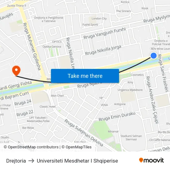 Drejtoria to Universiteti Mesdhetar I Shqiperise map