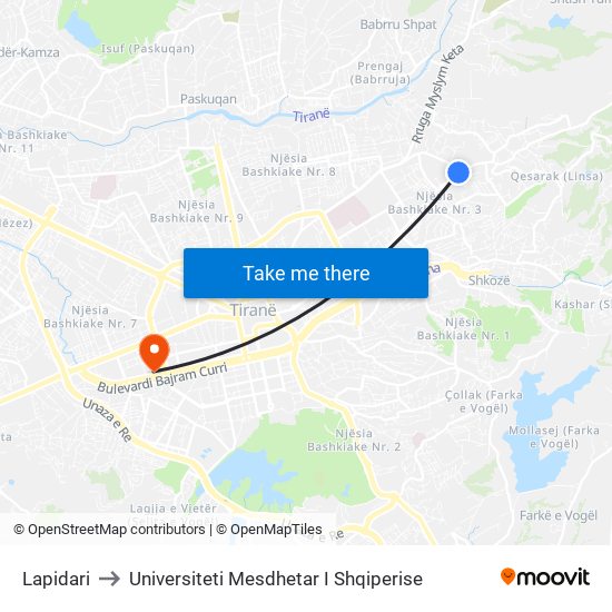 Lapidari to Universiteti Mesdhetar I Shqiperise map