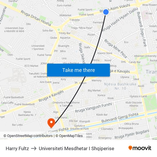 Harry Fultz to Universiteti Mesdhetar I Shqiperise map