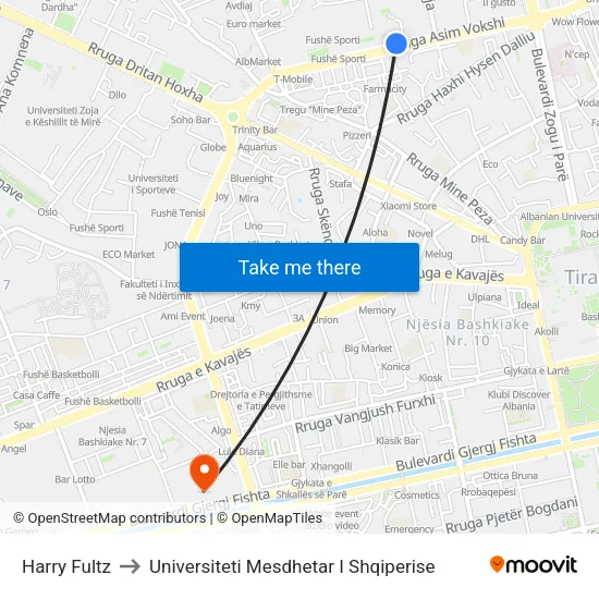 Harry Fultz to Universiteti Mesdhetar I Shqiperise map