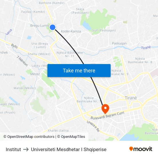 Institut to Universiteti Mesdhetar I Shqiperise map