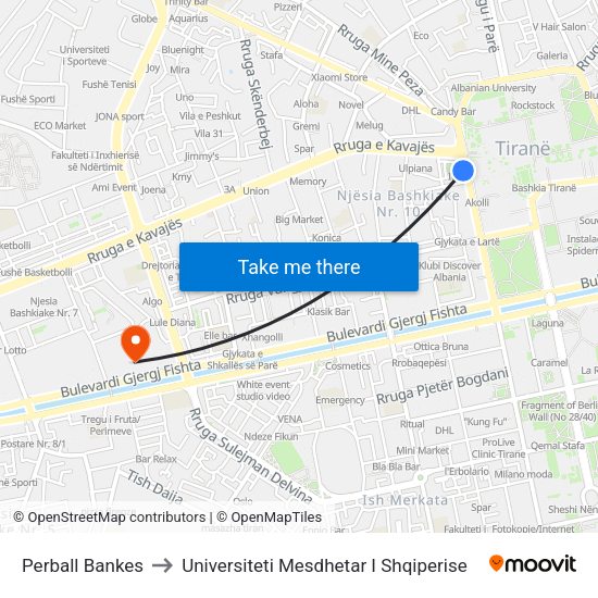 Perball Bankes to Universiteti Mesdhetar I Shqiperise map