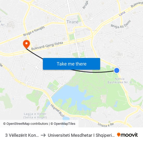 3 Vëllezërit Kondi to Universiteti Mesdhetar I Shqiperise map