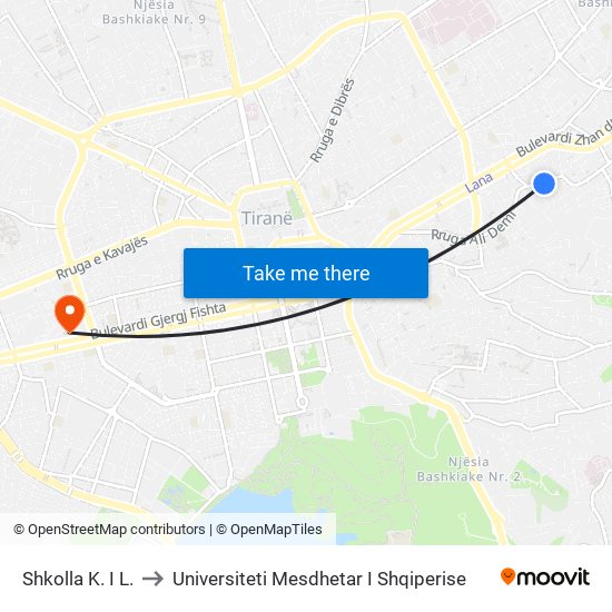 Shkolla K. I L. to Universiteti Mesdhetar I Shqiperise map