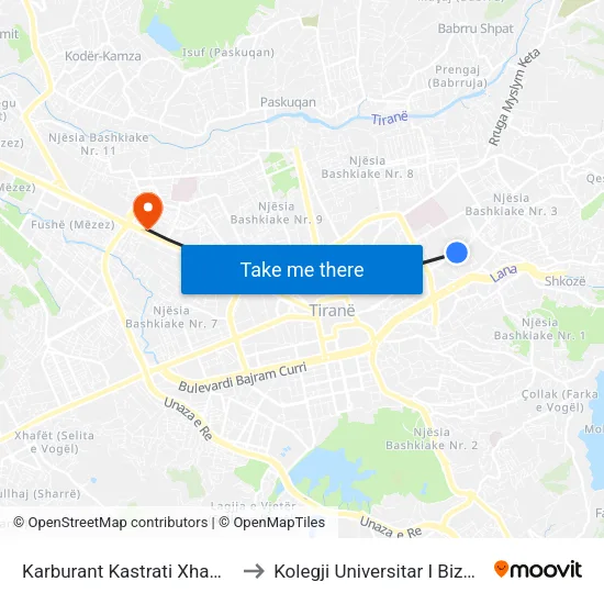 Karburant Kastrati Xhamillik to Kolegji Universitar I Biznesit map
