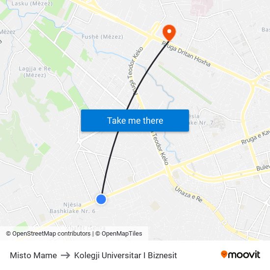 Misto Mame to Kolegji Universitar I Biznesit map