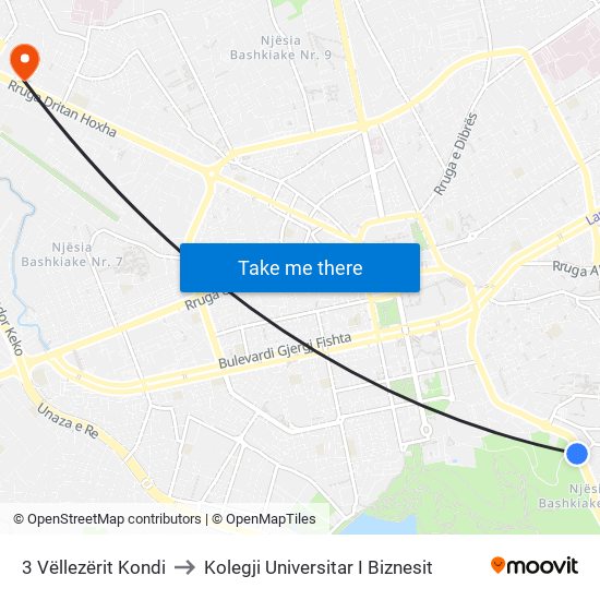 3 Vëllezërit Kondi to Kolegji Universitar I Biznesit map