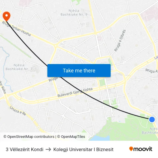 3 Vëllezërit Kondi to Kolegji Universitar I Biznesit map