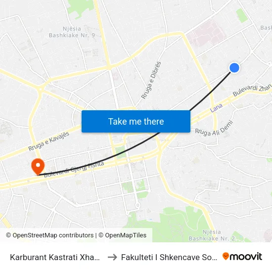Karburant Kastrati Xhamillik to Fakulteti I Shkencave Sociale map