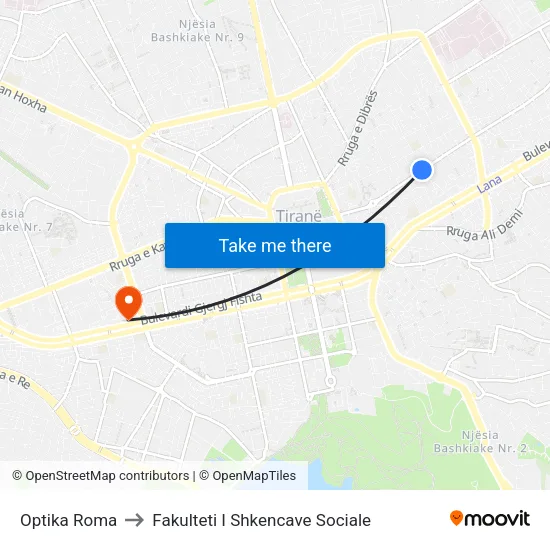 Optika Roma to Fakulteti I Shkencave Sociale map