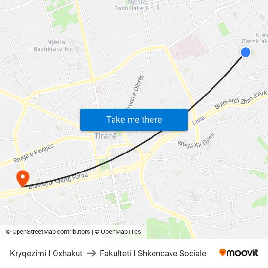 Kryqezimi I Oxhakut to Fakulteti I Shkencave Sociale map