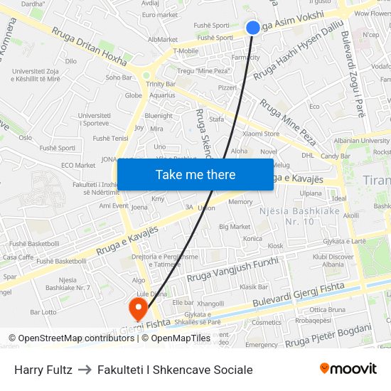 Harry Fultz to Fakulteti I Shkencave Sociale map
