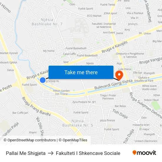 Pallai Me Shigjeta to Fakulteti I Shkencave Sociale map