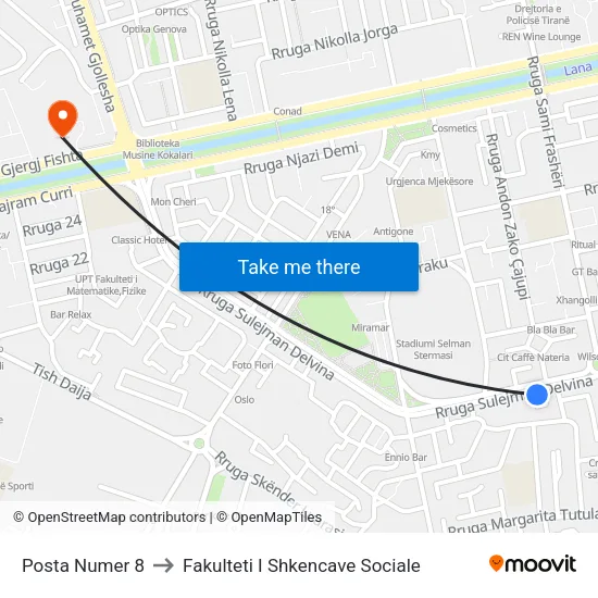 Posta Numer 8 to Fakulteti I Shkencave Sociale map