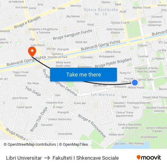 Libri Universitar to Fakulteti I Shkencave Sociale map