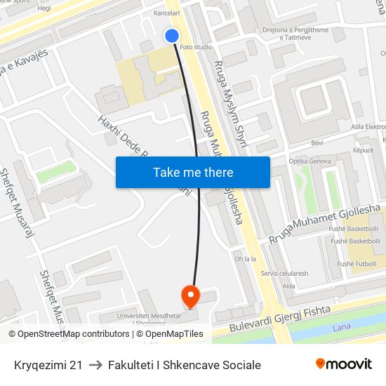 Kryqezimi 21 to Fakulteti I Shkencave Sociale map